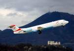 Start vom Flughafen Salzburg Austrian Arrows Fokker 100 OE-LVD 15.01.2011