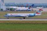 Austrian Airlines, OE-LVA  Riga , Fokker 100 beim Start in MUC nach Wien (VIE) 01.07.2013