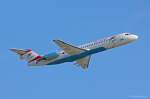 Austrian Airlines, OE-LVJ  Bratislava , Fokker 100 in MUC im Steigflug nach Wien (VIE) 08.07.2013