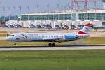OE-LVJ  Bratislava  / Austrian Airlines / Fokker 100 in MUC bei der Landung aus Wien (VIE) 13.06.2014