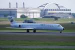 Die MD 82 LZ-LDC der Bulgarian Air Charter kurz vor dem Start in Hamburg Fuhlsbttel am 16.05.09.