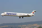 Spanair, EC-HFS, McDonnell Douglas MD-82, msn: 49517/1633,  Sunbeach , 24.Juli 2006, ZRH Zürich, Switzerland.