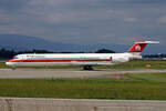 Meridiana, I-SMER, McDonnell-Douglas MD-82, msn: 49901/1766, 01.September 2007, GVA Genève, Switzerland.