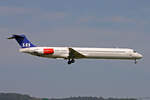 SAS Scandinavian Airlines, LN-ROM, McDonnell Douglas MD-82, msn: 53008/1895, 06.August 2007, ZRH Zürich, Switzerland.
