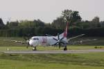OLT Saab 2000 D-AOLC wartet auf Startfreigabe am Flughafen Bremen (25.08.2011)