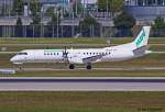 Moldavian Airlines, ER-SFB, Saab 2000 rollt in MUC zum Start nach Temeswar (TSR) 28.08.2012