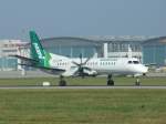 Eine Saab 2000 der MOLDAVIAN bei der Landung in Stuttgart am 30.08.2008.