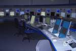 Blick in den neuen Raum der Deutschen Flugsicherung Niederlassung Karlsruhe mit hochmodernen Computern (Center Karlsruhe, 30.08.08)