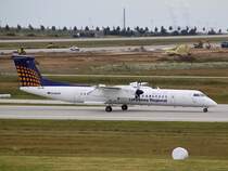 D-ADHP (De Havilland Canada DHC-8-402Q) von Augsburg Airways ist am 13.7.2009 in Leipzig gelandet.