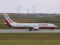 Eine 737-800 von Air Berlin (D-ABKA) nach der Landung in Leipzig am 13.7.2009.