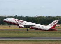 Air Berlin A 320-214 D-ABDM beim Start in Berlin-Tegel am 26.07.2009