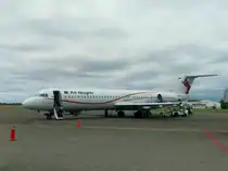 Air Niugini, P2-ANC, Fokker 100 auf dem Honiara International Airport (HIR-AGGH) am 7.7.2019