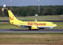Tuifly B 737-7K5 D-AHXA beim Start in Berlin-Tegel am 20.09.2009