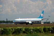 KLM PH-BXA Boeing 737 in 'altmodischen' Farben, 1. Juni 2009.