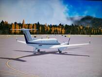 Beechkraft King Air 350 auf dem Flugplatz Lake Tahoe, KTVL in den USA