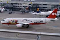 LTU, D-ALTC, Airbus A 320-200 (Bayer 04 Leverkusen), 2007.07.10, DUS, Dsseldorf, Germany