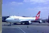 Im Oktober 2007 eine Boeing 747 der Qantas Airlines Australien in Los Angeles zum Start bereit. 