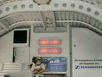 Ju-Air.Detailaufnahme in der Kabine der IWC Ju-52 HB-HOS.Die Leuchtschriften gab es frher natrlich nicht in der 
Ju-52.Dbendorf 25.07.07