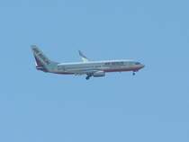 Das musste ich ganz sch�n zoomen. Air Berlin 737-800 am 06.10.05 beim Landeanflug auf den Flughafen von Hurghada.