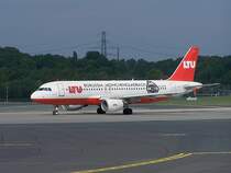 Ein Airbus A319 kurz vorm Start in D�sseldorf-Flughafen. 24.09.07