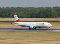 Austrian B 737-8Z9 OE-LNQ beim Start in Berlin-Tegel am 03.07.2010
