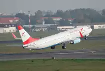Austrian B 737-8Z9 OE-LNR beim Start in Berlin-Tegel am 09.10.2010