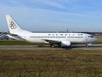 Olympic 733 SX-BLC Berlin TXL 03.02.2008 - mit der Aufnahme von Olymic-Maschinen sollte man sich beeilen -  h�lt sich doch das Ger�cht, das Olympic in diesem Jahr geschlossen wird und unter neuem Namen mit kleinerer Flotte, wieder an den Start gehen soll. Ob dann TXL noch im Flugplan vertreten sein wird ?