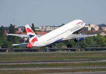 British Airways A 320-232 G-EUUO beim Start in Berlin-Tegel am 30.04.2011