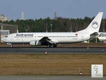 SunExpress 738 TC-SUV mit Sticker Expo Izmir 2015 am Rumpf Berlin TXL am 23.02.2008