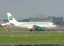 Germania A 319-112 D-ASTB kurz vor dem Start in Berlin-Tegel am 13.08.2011