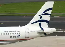 Aegean Airlines, SX-DGE, Airbus A 320-200 (Seitenleitwerk/Tail), 28.07.2011, DUS-EDDL, Dsseldorf, Germany