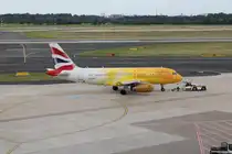 British Airways A319-131 G-EUPC mit Sonderlackierung beim Rollen in D�sseldorf [EDDL Germany] am 30.06.2012