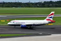 A 319-131 G-EUPN der British Airways rollt zur Startbahn in DUS - 24.07.2012