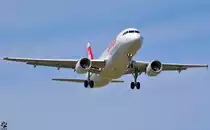SWISS A320-214, HB-JLS bei der Landeanflug; Maribor Flughafen MBX. /30.8.2012