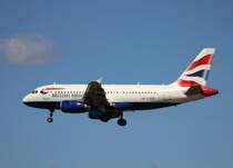 British Airways A 319-131 G-EUPL bei der Landung in Frankfurt am Main am 16.08.2012