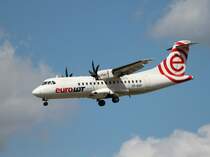 EuroLot ATR-42-500 SP-EDF bei der Landung in Frankfurt am Main am 16.08.2012