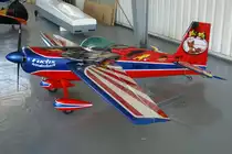 ohen, ? Unbekanntes Propellerflugzeug ?, 40-Jahre Jubil�ums-Airmeeting des DMFV (Deutscher Modellflieger Verband) auf dem Flugplatz der Fa.  GROB AIRCRAFT  am 07.07.20