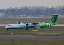 Flybe De Havilland Canada DHC-8-402Q G-JEDP bei der Ankunft in Dsseldorf am 11.03.2013