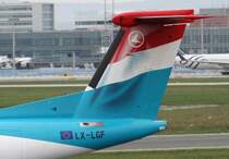 Luxair, LX-LGF, Bombardier / DeHavilland Canada, DHC-8-400 (Seitenleitwerk/Tail), 21.04.2013, FRA-EDDF, Frankfurt, Germany