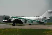 Die JU-52 / 3mg4e HB-HOP der Schweizer Ju-Air (Baujahr 1939) steht auf dem Flugplatz St.Gallen-Altenrhein; 03.05.2014