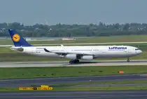A 340-300 Lufthansa  Dinslaken  D-AIGV beim Start in Düsseldorf - 04.09.2014