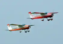 2 Bölkow Bo 208 C, D-EHAC und D-EEAH beim Überflug in Wershofen - 07.09.2014