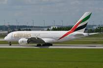 A6-EDH Emirates Airbus A380-861  beim Start in München Franz Josef Strauss am 10.05.2015