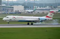 OE-LVA Austrian Airlines Fokker F100  in München gelandet am 13.05.2015