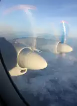 Air Koryo IL-18 P-835 im Flug von YJS / ZKSE / Samjiyon nach FNJ / ZKPY / Pyongyang am 01.09.2014