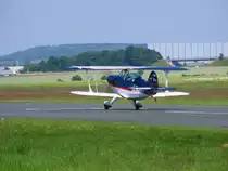 Pitts S-2B, N912ST, beim Start zum Wettbewerb um die Deutsche Meisterschaft im Motorkunstflug 2015 in Gera (EDAJ). Im Flugzeug Bernhard Diehl, der Sieger in der Klasse Intermediate.