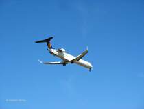 D-ACKG Canadair Jet 900 ER (CJ900) der Fluggesellschaft Lufthansa CityLine als Flug LH 1070 aus M�nchen beim Landeanflug auf Dresden-Klotzsche; 12.03.2007
