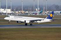 D-AEBB Lufthansa CityLine Embraer ERJ-195LR (ERJ-190-200 LR)  am 11.12.2015 bei der Landung in München