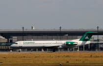 Carpatair Fokker 100 YR-FKA beim Start in Berlin-Schnefeld(BER) am 06.06.2015 (Uefa CL-Finale 2015)