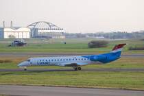 Embraer 135 LX-LGJ aufgenommen am 10.04.09 in Hamburg Fuhlsb�ttel.